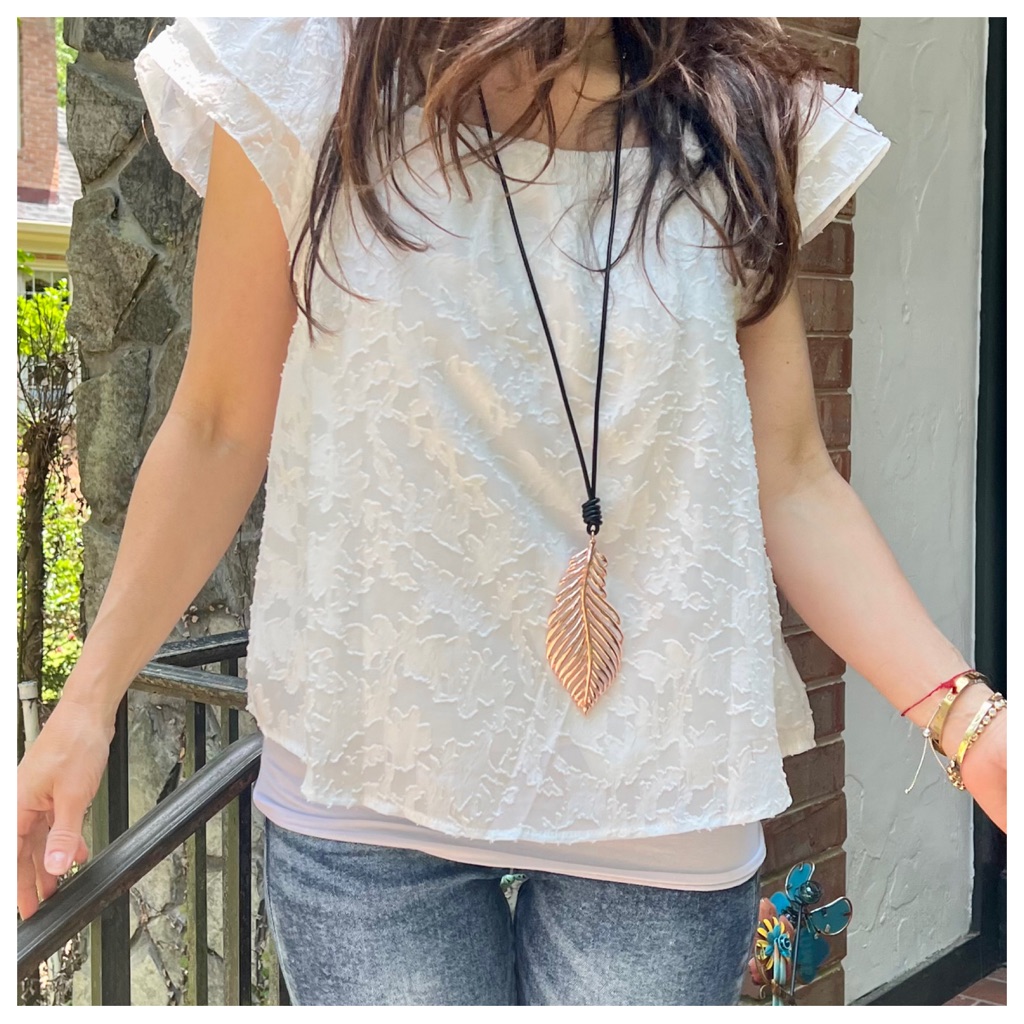 42 Paris Leather Chain Rose Dropped Leaf Necklace Fabulous